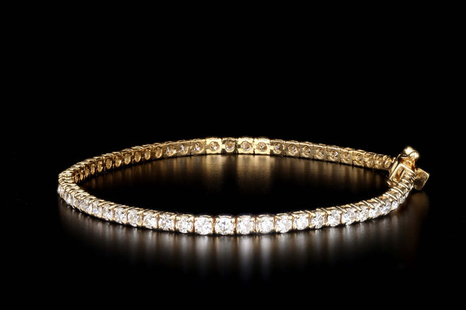 14K White or Yellow Gold 3.5 Carat Total Weight Round Diamond Tennis Bracelet - Queen May