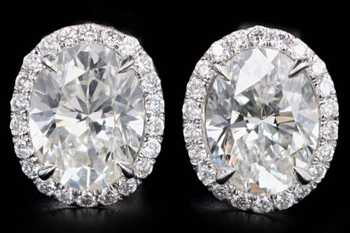 18K White Gold 1.68 Carat Total Weight Oval Cut Diamond Halo Stud Earrings - Queen May