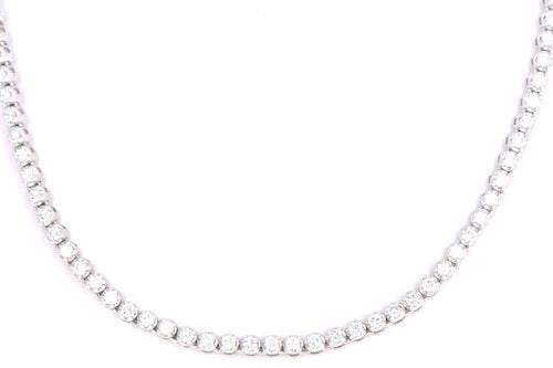 14K White Gold 2.50 Carat Total Weight Round Diamond Tennis Necklace - Queen May