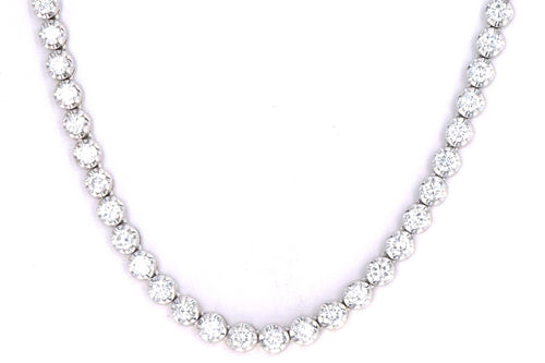 14K White Gold 6.62 Carat Total Weight Round Diamond Adjustable Bolo Tennis Necklace - Queen May