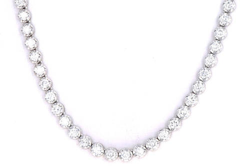 14K White Gold 5.19 Carat Total Weight Round Diamond Adjustable Bolo Tennis Necklace - Queen May