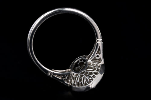 Art Deco Inspired Platinum .60 Carat Marquise Cut Diamond & Sapphire Ring - Queen May