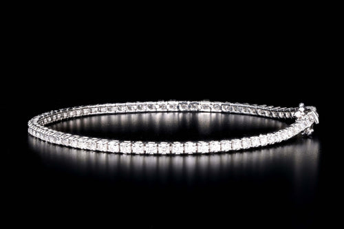 14K White Gold 2.45 Carat Total Weight Round Brilliant Cut Diamond Tennis Bracelet - Queen May