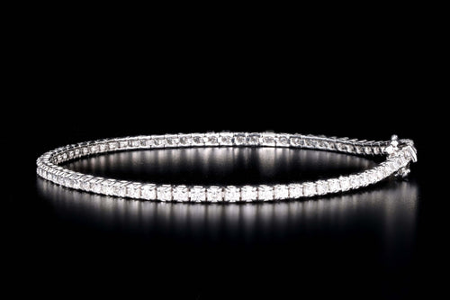 14K White Gold 1.65 Carat Total Weight Round Brilliant Cut Diamond Tennis Bracelet - Queen May