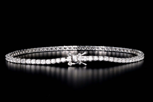 14K White Gold 1.50 Carat Total Weight Round Brilliant Cut Diamond Tennis Bracelet - Queen May