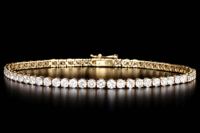 14K Yellow Gold 2.71 Carat Total Weight Round Brilliant Cut Diamond Tennis Bracelet - Queen May