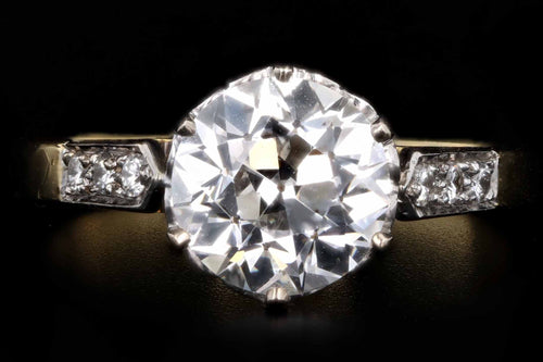 Vintage Inspired 18K Yellow Gold 2.07 Carat Old European Cut Diamond Engagement Ring GIA IGI Certified - Queen May
