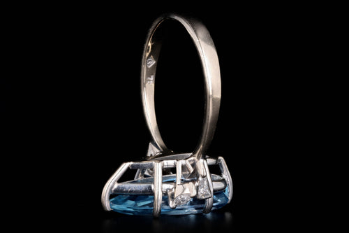 18K White Gold 2.52 Carat Pear Cut Aquamarine & Diamond Ring - Queen May