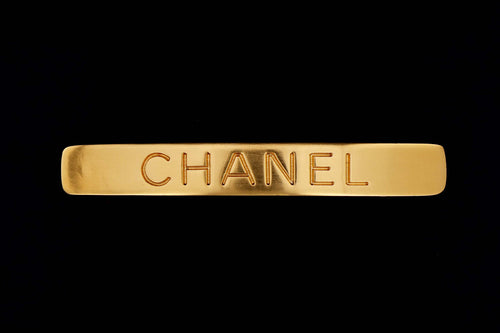 Chanel 1996 Gold Plated Metal Logo Barrette - Queen May