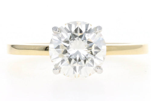 18K Yellow Gold & Platinum 2.08 Carat Round Brilliant Cut Diamond Solitaire Engagement Ring GIA Certified - Queen May