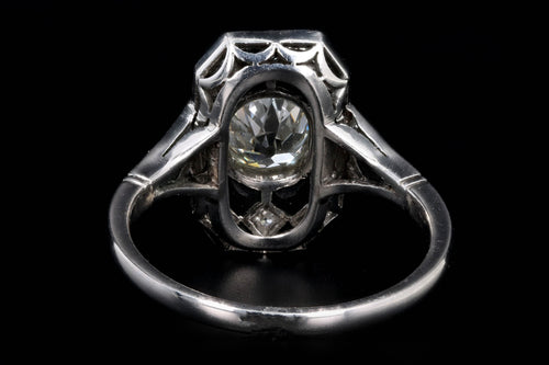 Art Deco Inspired Platinum 0.80 Carat Old European Oval Cut Diamond & Onyx Ring - Queen May