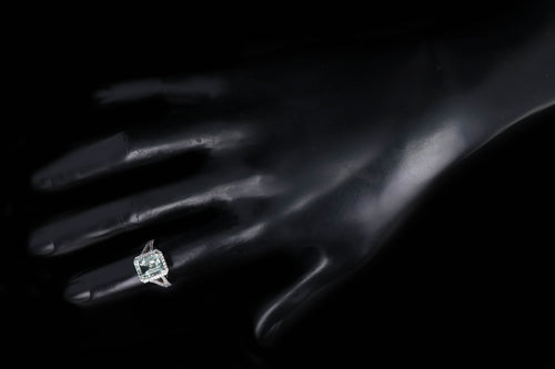 14K White Gold 1.75 Carat Prasiolite & Diamond Halo Ring - Queen May