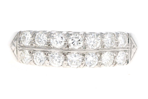 Art Deco 1930s 14K White Gold .70 Carat Total Weight Transition Cut Diamond Band - Queen May