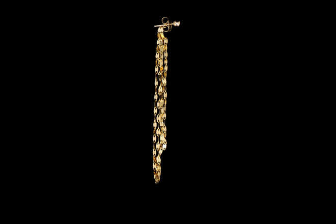 14K Yellow Gold Tiny Tinsel Fringe Earrings - Queen May