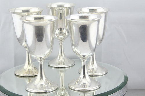 5 Sterling Silver 950/1000 Japanese Water / Wine Goblets Cups by Asani Shoten Co - Queen May