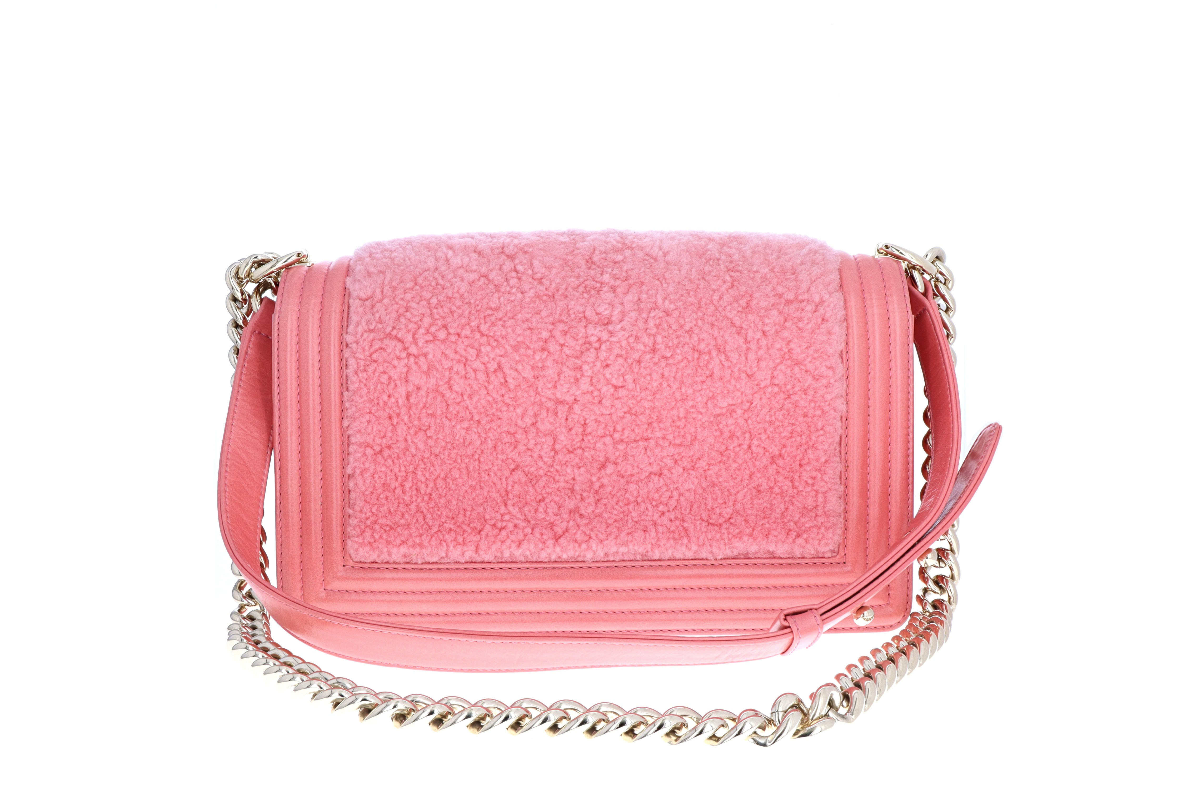Chanel Shearling Boy Flap Bag Medium Pink – QUEEN MAY