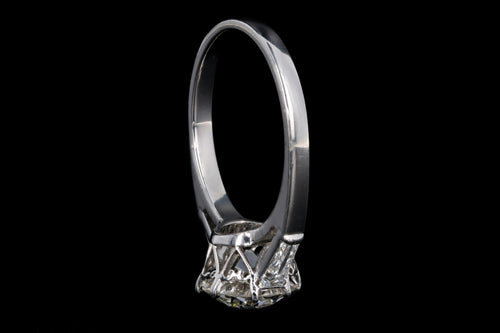 Retro Platinum 1.52 Carat Old European Cut Diamond & Tapered Baguette Diamond Engagement Ring - Queen May