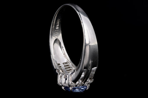 Modern Platinum .91 Carat Oval Cut Sapphire & Diamond Ring - Queen May