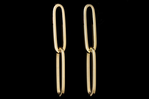 New 14K Yellow Gold Paper Clip Drop Earrings - Queen May