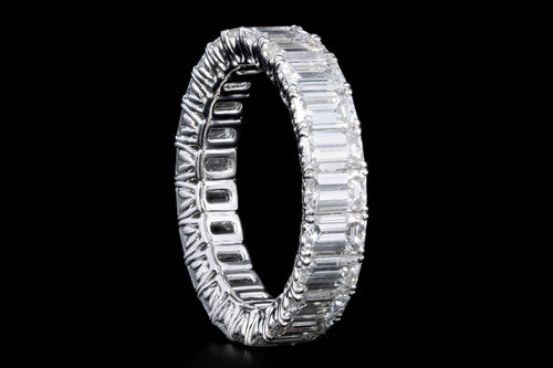 New 18K White Gold 4.86 Carat Emerald Cut Diamond Eternity Band - Queen May