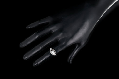 Art Deco Platinum .90 Carat Old European Cut Diamond Engagement Ring Size 7 - Queen May