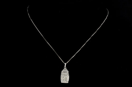 14K White Gold .75 CTW Diamond Pendant Necklace - Queen May