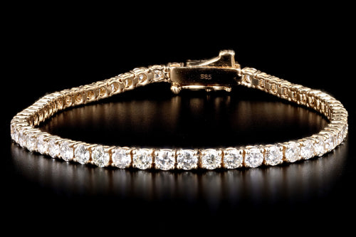 New 14K Yellow Gold 4.58 Carat Round Brilliant Cut Diamond Tennis Bracelet - Queen May