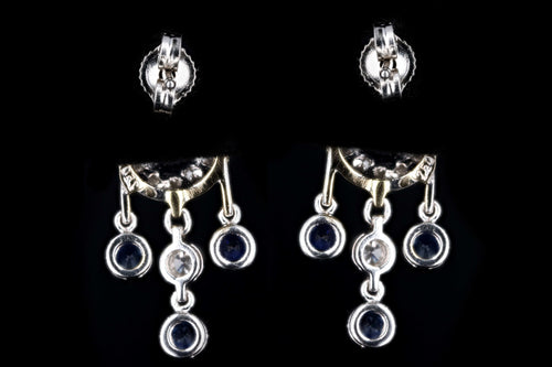 18K White Gold Sapphire & Diamond Drop Earrings - Queen May