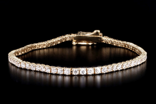New 14K Yellow Gold 3.1 Carat Round Brilliant Cut Diamond Tennis Bracelet - Queen May