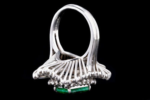 Retro Platinum 2.29 Carat Colombian Emerald & Diamond Ring GIA Certified - Queen May