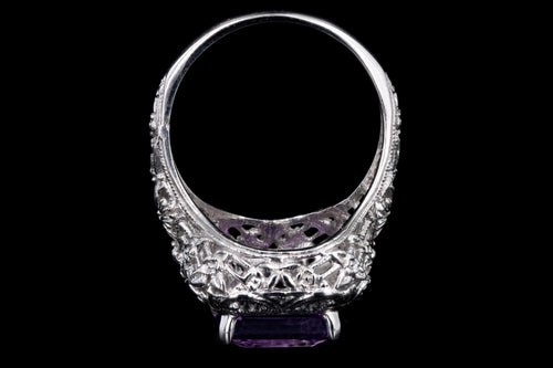 Art Deco 14K White Gold 4.56 Carat Amethyst Ring - Queen May