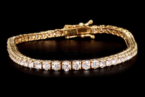 New 14K Yellow Gold 3.77 Carat Round Brilliant Cut Diamond Tennis Bracelet - Queen May