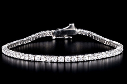 New 14K White Gold 3.25 Carat Round Brilliant Cut Diamond Tennis Bracelet - Queen May