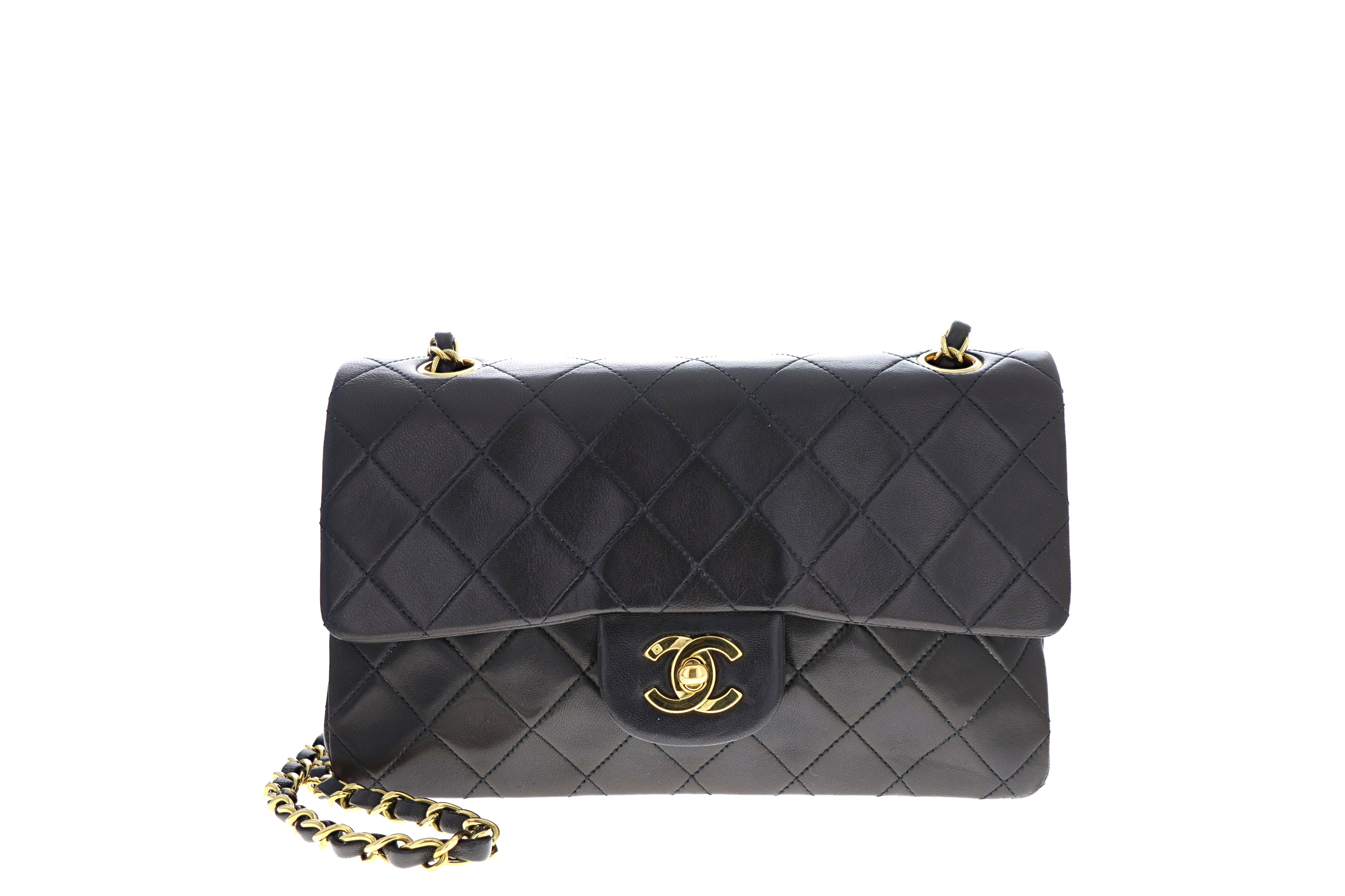 Chanel Vintage Black Quilted Lambskin Small Classic Double Flap Bag Leather  ref.614230 - Joli Closet