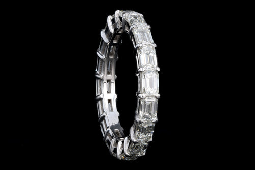 New 18K White Gold 2.54 Carat Emerald Cut Diamond Eternity Band - Queen May