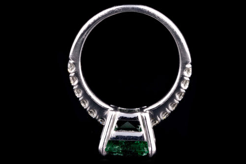 Modern 14K White Gold 2.83 Carat Natural Emerald & Diamond Ring AGL Certified - Queen May