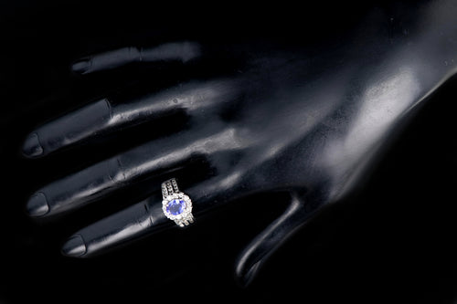 Modern 18K White Gold 1.2CT Tanzanite and Diamond Ring - Queen May