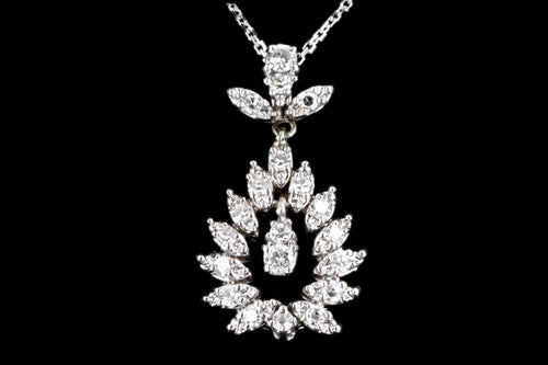 Retro 14K White Gold .70 Carat Diamond Pendant Necklace - Queen May