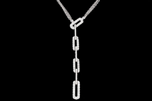Modern Damiani 18K White Gold 1.25CTW Diamond Necklace - Queen May