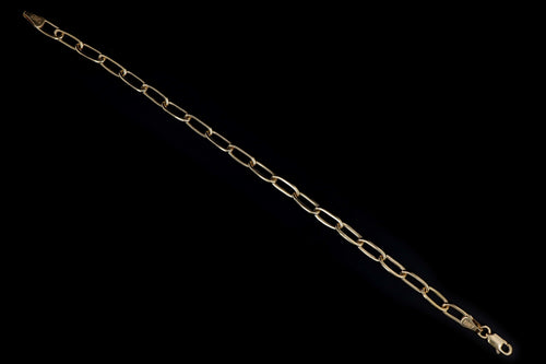 New Solid 14K Yellow Gold Paperclip Chain Bracelet - Queen May