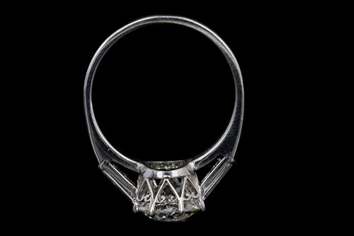 Retro Platinum 1.52 Carat Old European Cut Diamond & Tapered Baguette Diamond Engagement Ring - Queen May