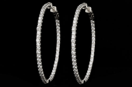 New 14K Gold 1.83 Carat Total Weight Round Brilliant Diamond Inside-Out Hoop Earrings - Queen May