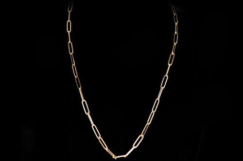 New 14K Yellow Gold Jumbo 5.0mm Paperclip Chain Necklace - Queen May