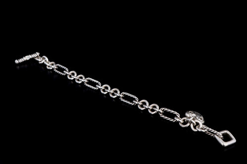 David Yurman Sterling Silver Diamond Cable Heart Charm Bracelet - Queen May