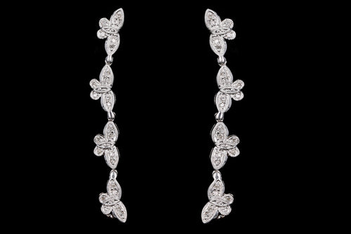 Modern 14K White Gold Diamond Butterfly Convertible Stud/Drop Earrings - Queen May