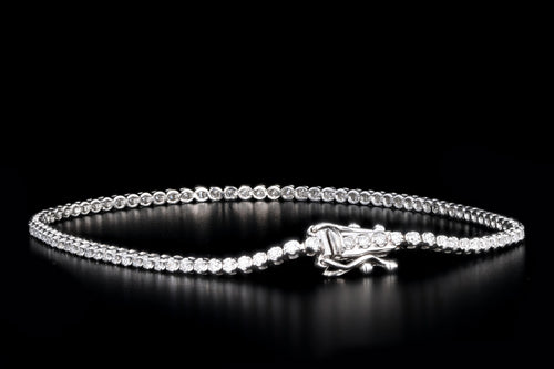 New 14K White Gold 1 Carat Total Weight Round Brilliant Diamond Tennis Bracelet - Queen May