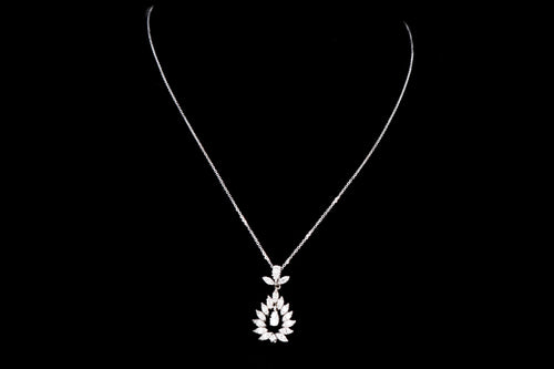 Retro 14K White Gold .70 Carat Diamond Pendant Necklace - Queen May