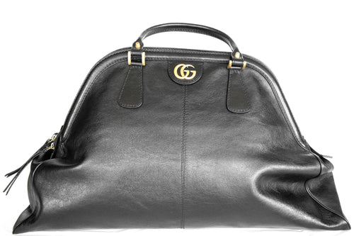 Gucci Calfskin Large Re(Belle) Top Handle Bag Black W/ Strap - Queen May