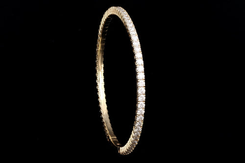 14K White, Yellow, or Rose Gold 3.30 Carat Total Weight Round Diamond Flexible Bangle - Queen May