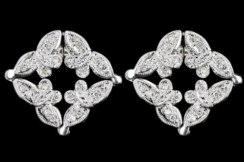 Modern 14K White Gold Diamond Butterfly Convertible Stud/Drop Earrings - Queen May